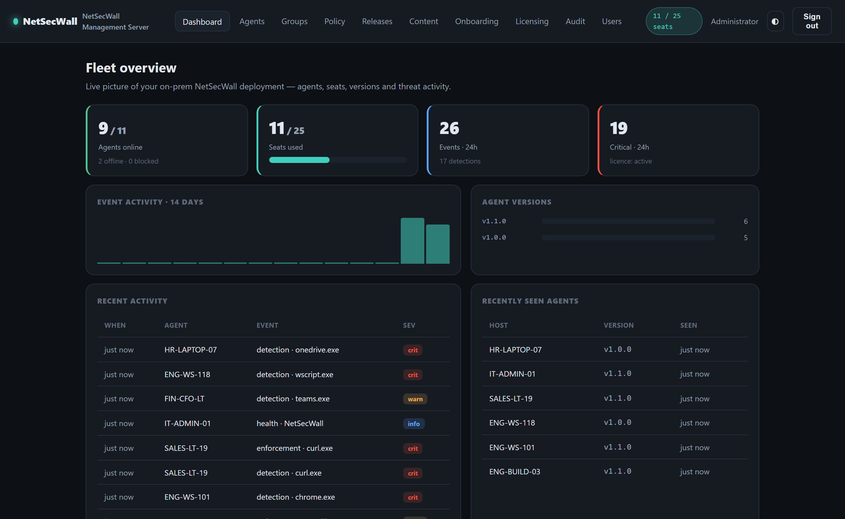 Selected console view (dark theme)